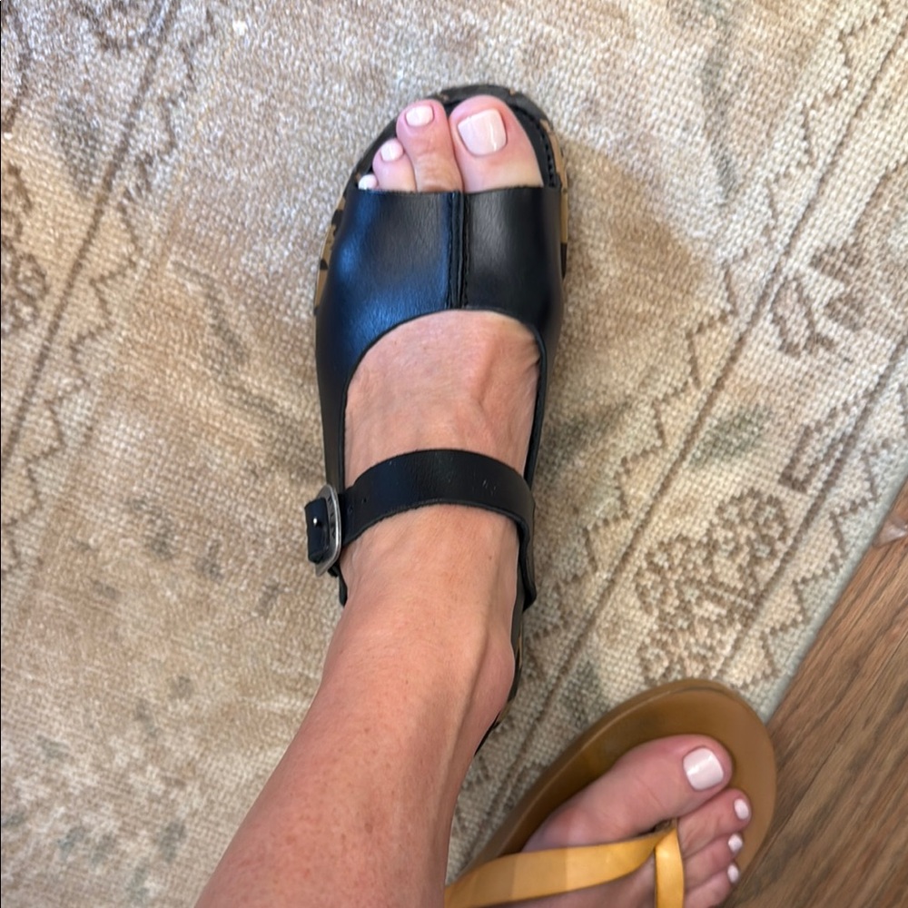 Fly London Black Leather Sandals with Buckle - Picture 4 of 4